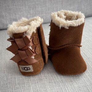 UGG Tan Baby Booties with Cream Lining